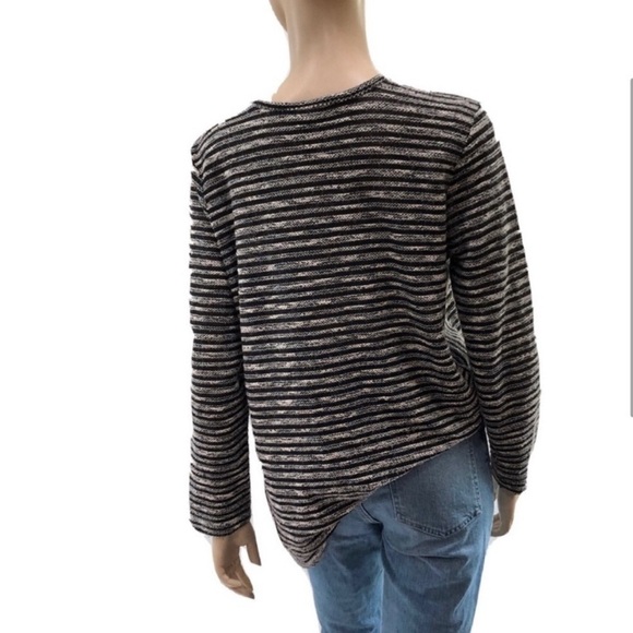 j.jill knit black & white stripes long sleeves sweatshirt - Picture 2 of 16